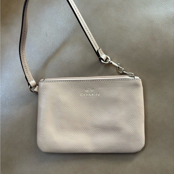Coach Handbags - Coach Beige Leather Wristlet